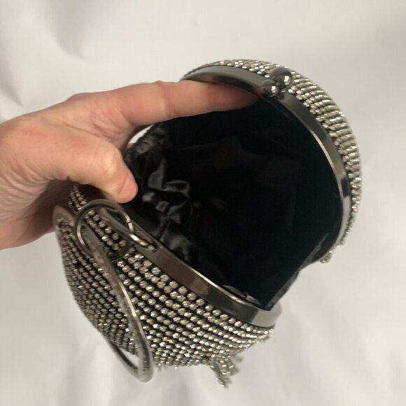 Badgley Mischka Rhinestone Ball Clutch Bag - Black - Picture 7 of 8